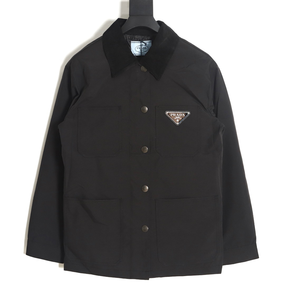 PRADA 23SS corduroy collar work zipper jacket