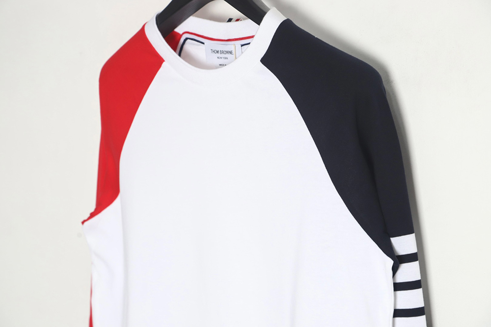 Thom Browne classic patchwork yarn-dyed crew neck long sleeves