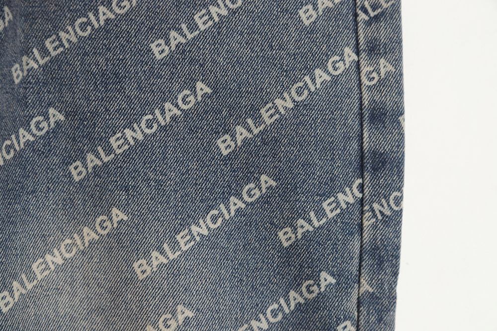 Balenciaga 23Fw all over printed washed denim trousers