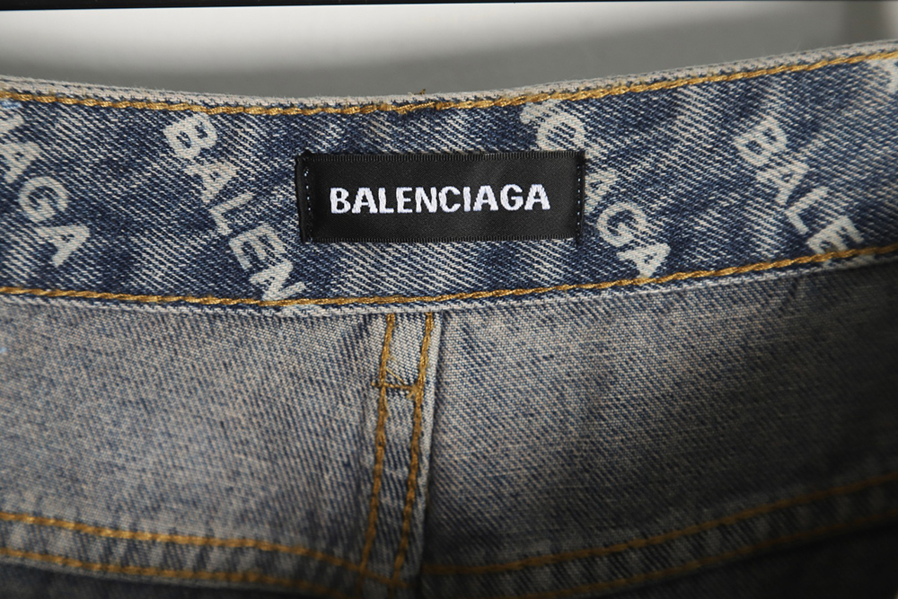 Balenciaga 23Fw all over printed washed denim trousers