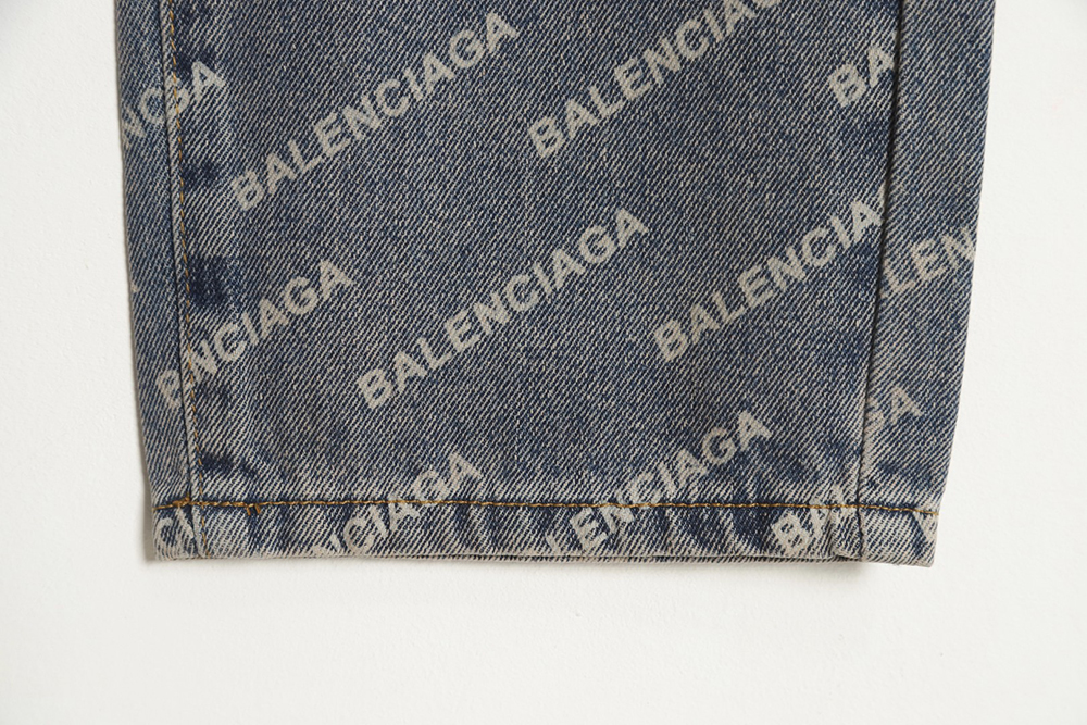 Balenciaga 23Fw all over printed washed denim trousers