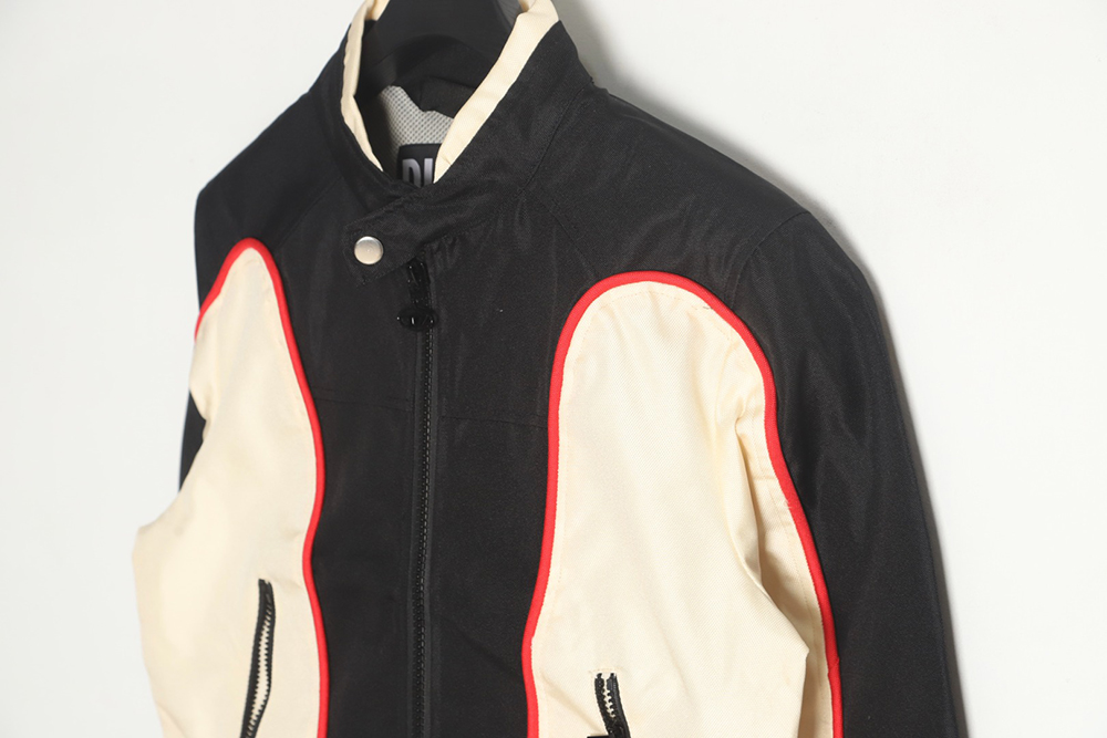 DIESEL FW22 color block bomber jacket motorcycle racing style jacket