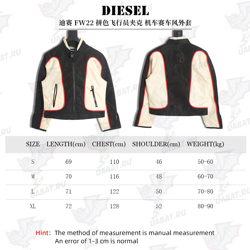DIESEL FW22 color block bomber jacket motorcycle racing style jacket