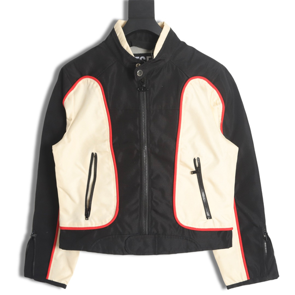 DIESEL FW22 color block bomber jacket motorcycle racing style jacket