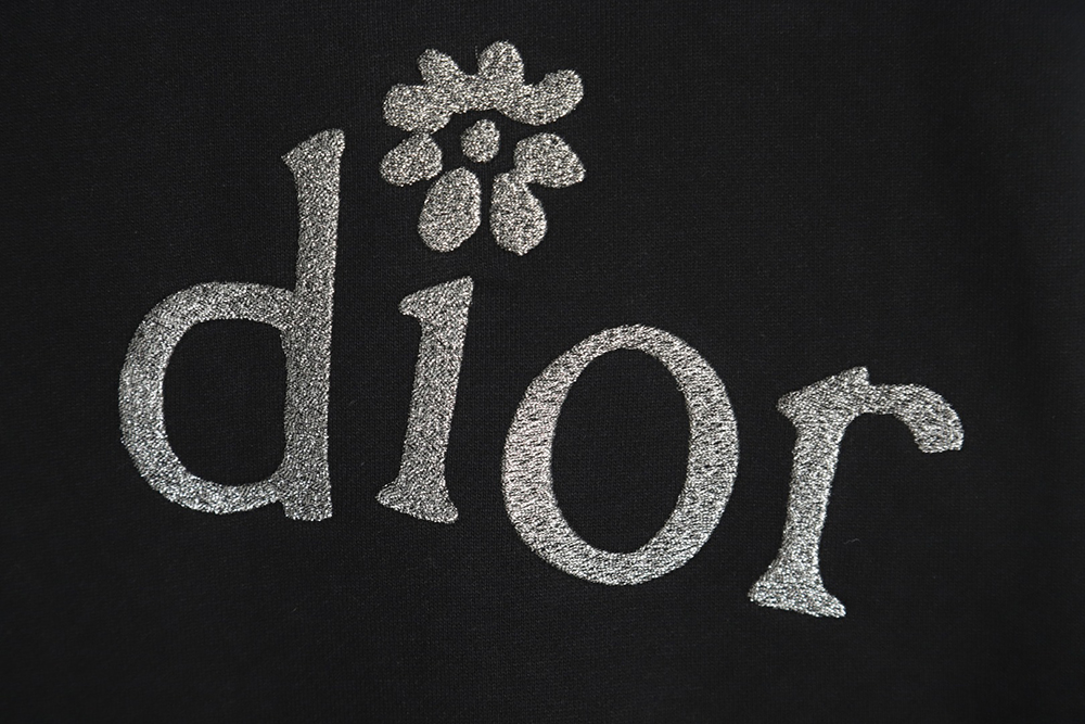 Dior X ERL joint model embroidered floral letter cotton hooded sweatshirt
