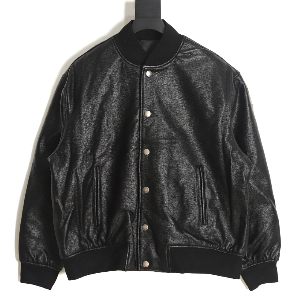 Givenchy 23FW patchwork leather baseball jacket