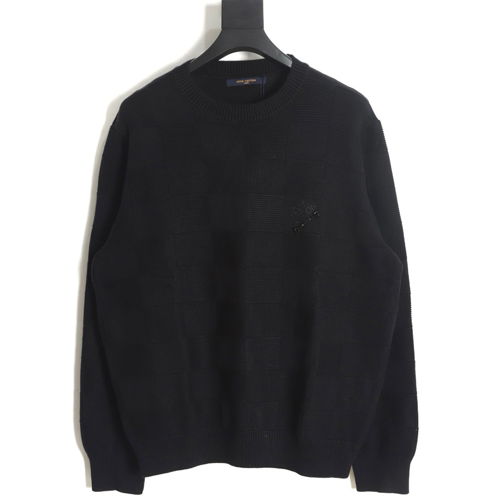 Louis Vuitton 22SS chest pin checkerboard knitted sweater