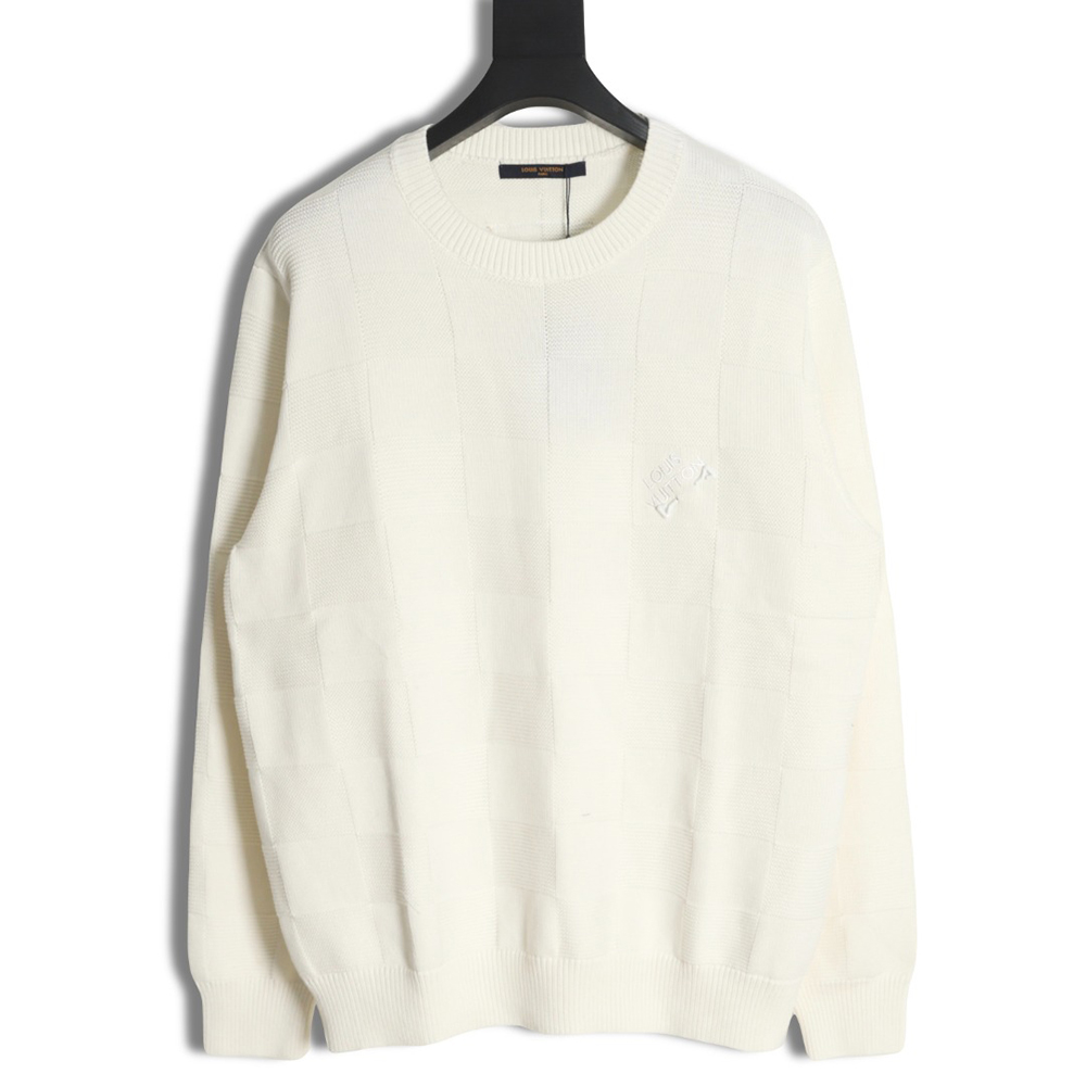 LouisVuitton 22SS chest pin checkerboard knitted sweater