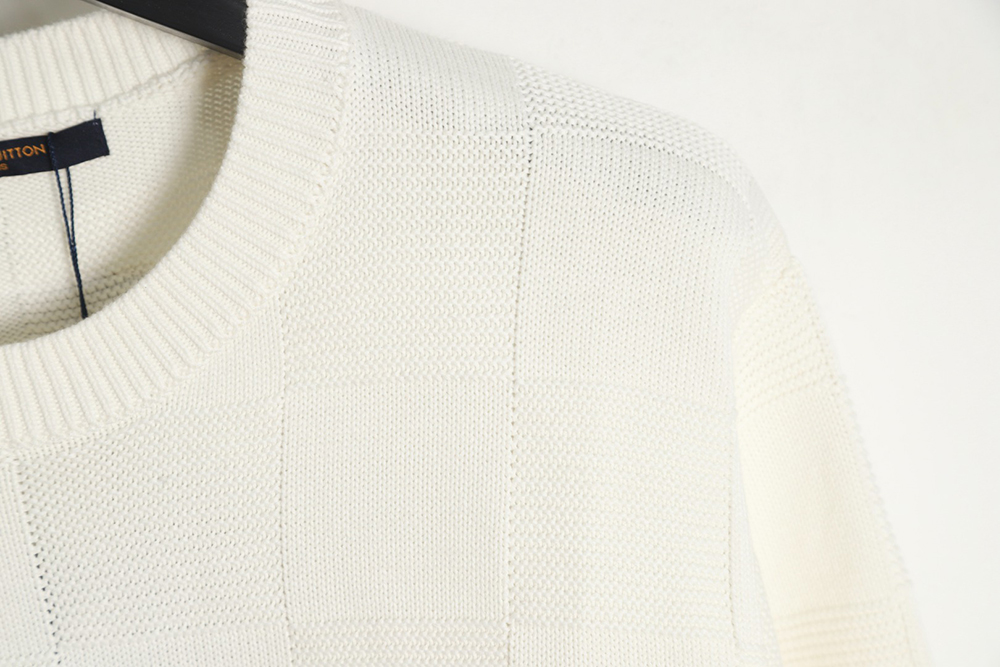 LouisVuitton 22SS chest pin checkerboard knitted sweater