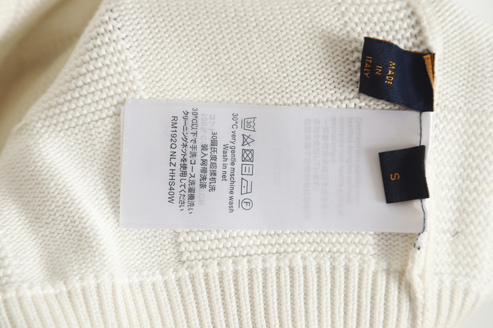 LouisVuitton 22SS chest pin checkerboard knitted sweater
