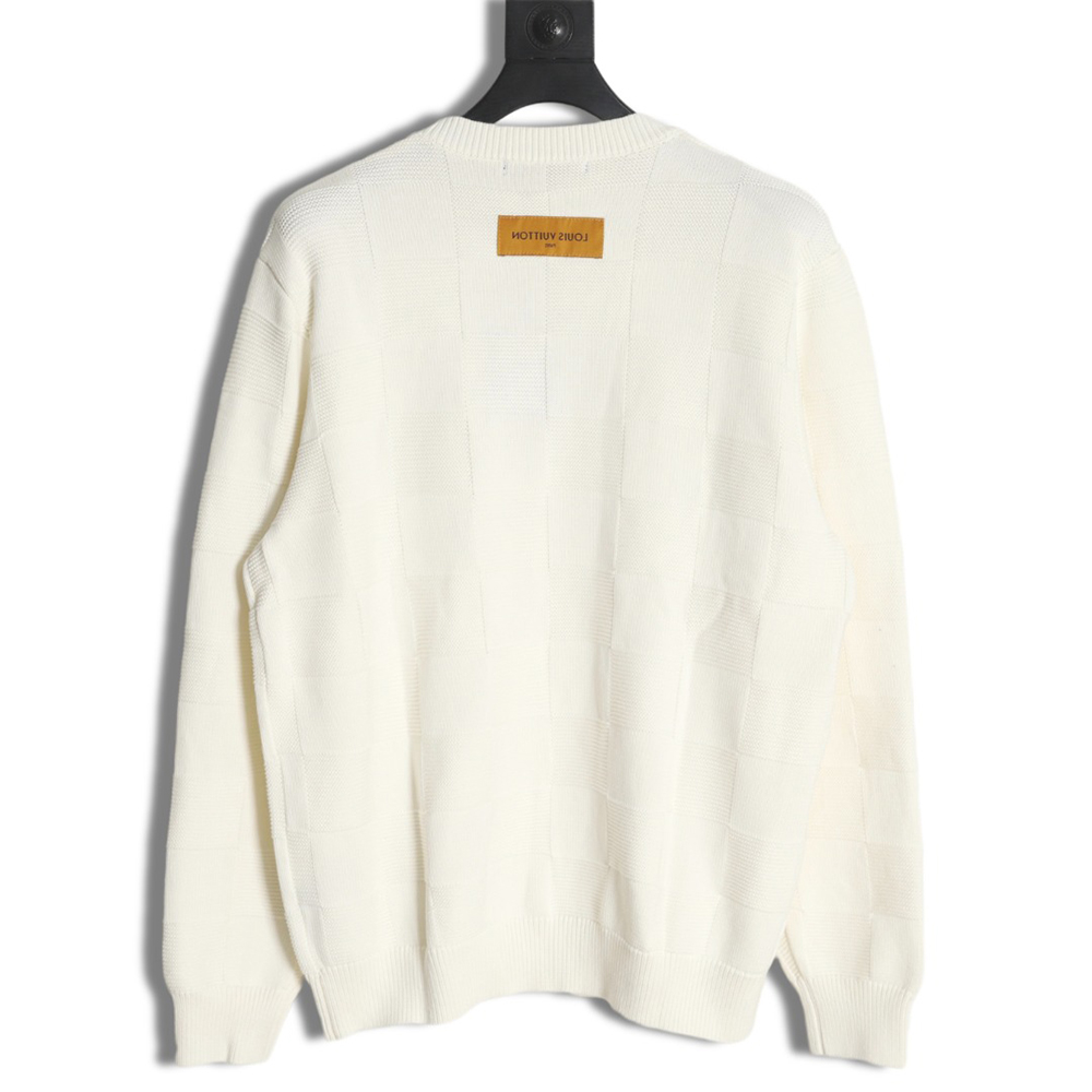 LouisVuitton 22SS chest pin checkerboard knitted sweater