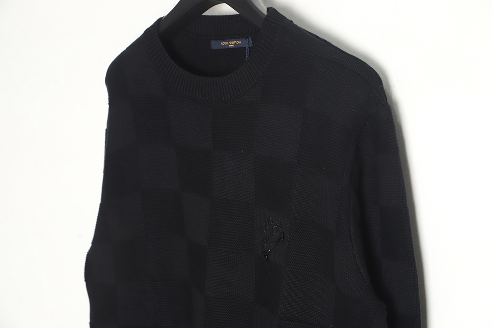 Louis Vuitton 22SS chest pin checkerboard knitted sweater