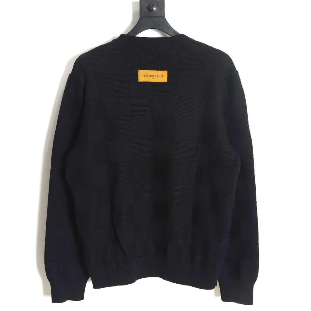 Louis Vuitton 22SS chest pin checkerboard knitted sweater