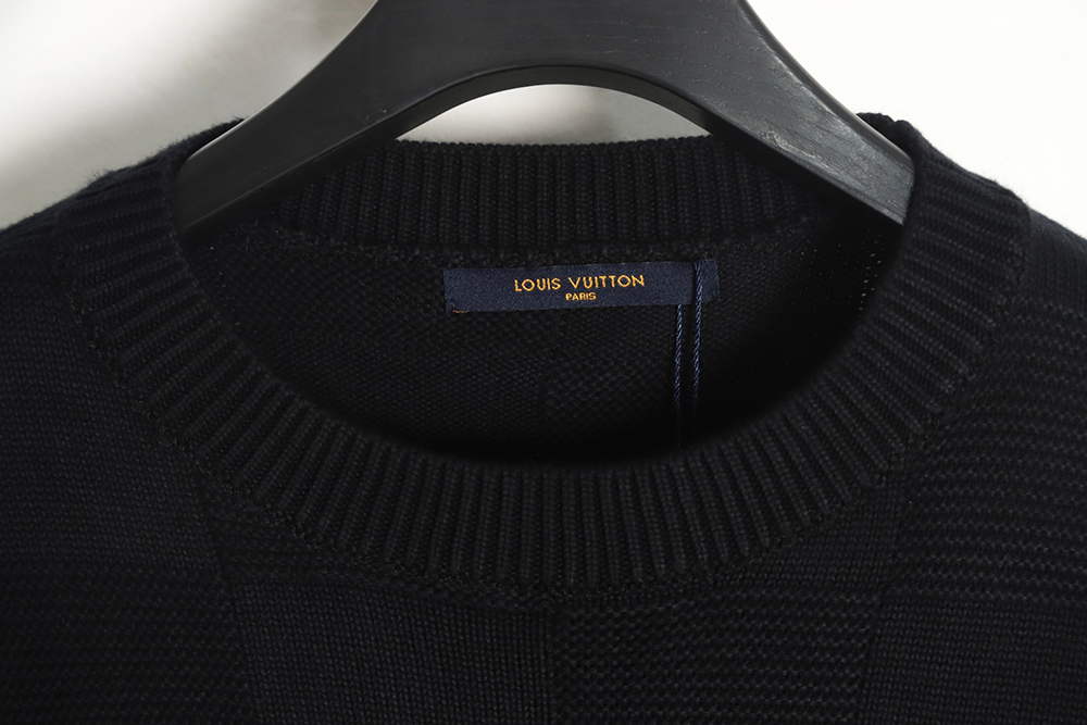 Louis Vuitton 22SS chest pin checkerboard knitted sweater