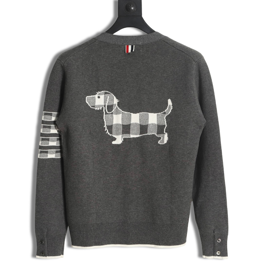 Thom Browne 23FW plaid dachshund cardigan sweater