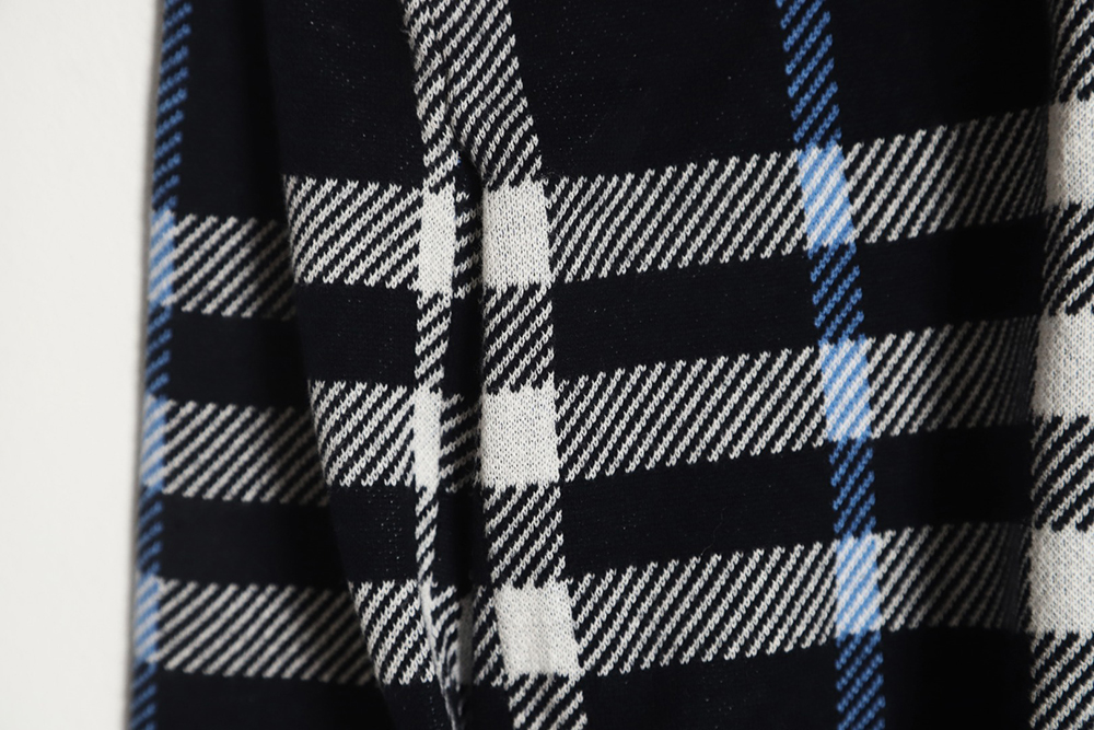 Burberry 23FW blue large plaid knitted hoodie