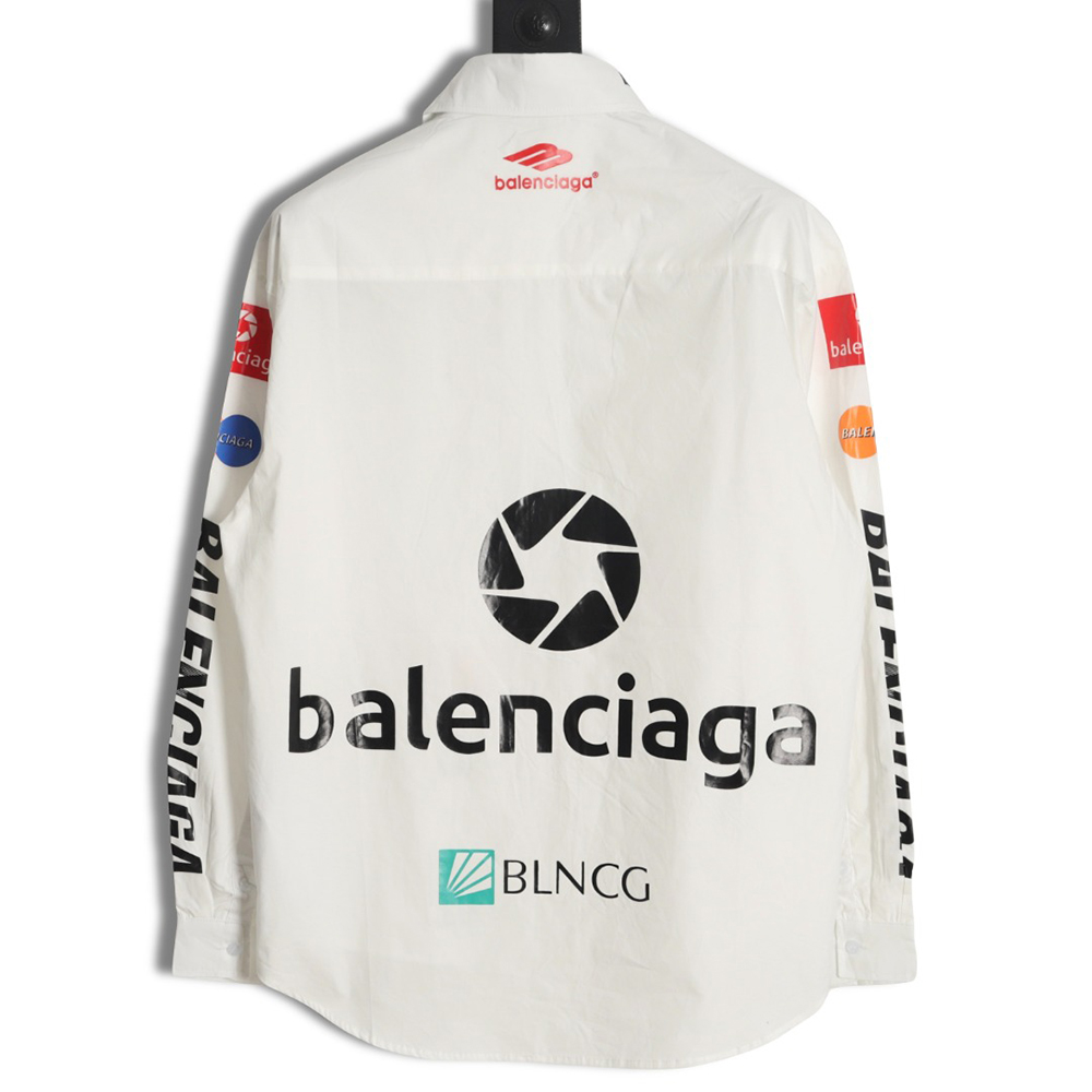 Balenciaga 23ss all-over printed racing style long-sleeved shirt