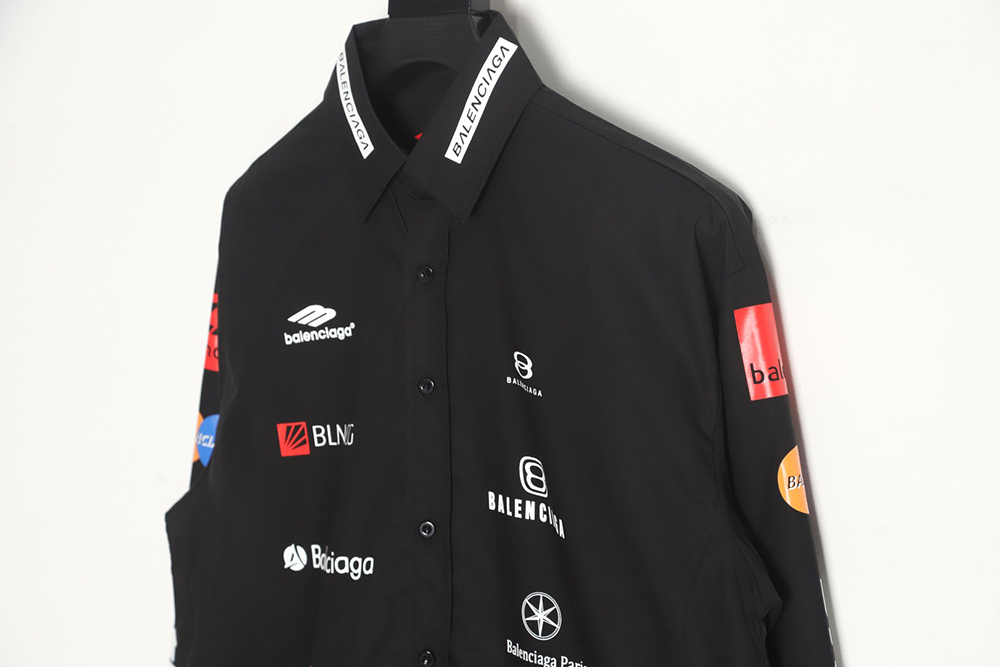 Balenciaga 23ss all-over printed racing style long-sleeved shirt
