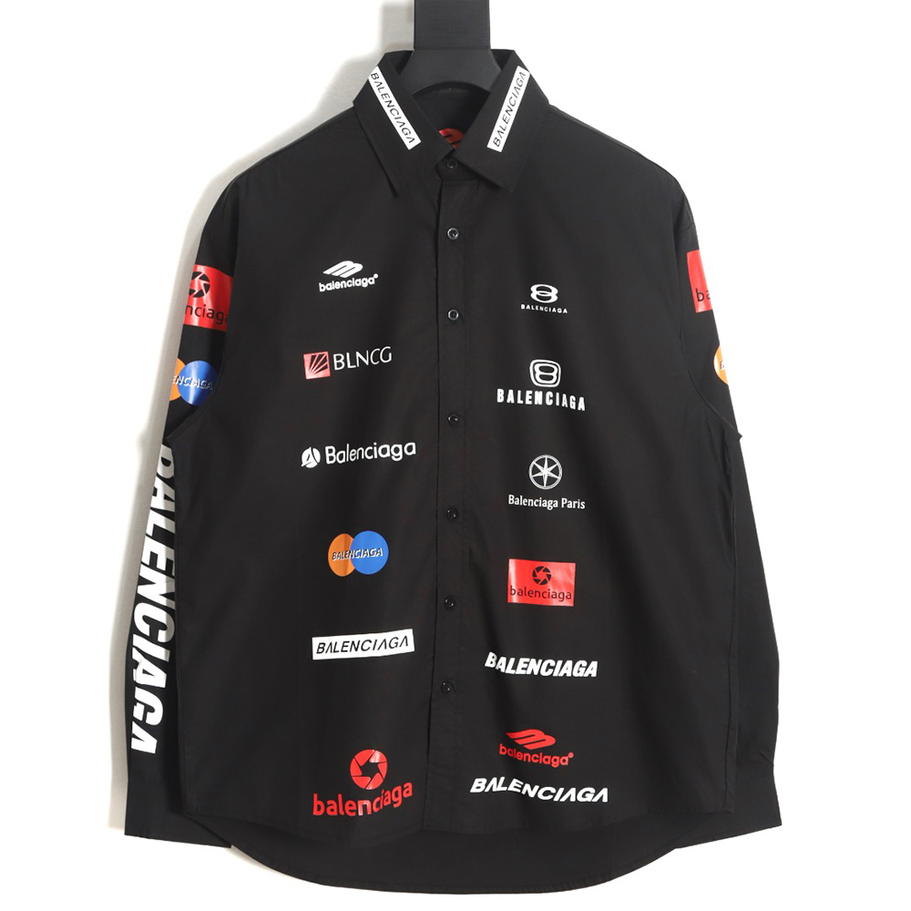 Balenciaga 23ss all-over printed racing style long-sleeved shirt