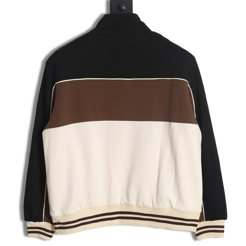 CELINE 23FW chocolate patchwork Arc de Triomphe stand collar baseball jacket