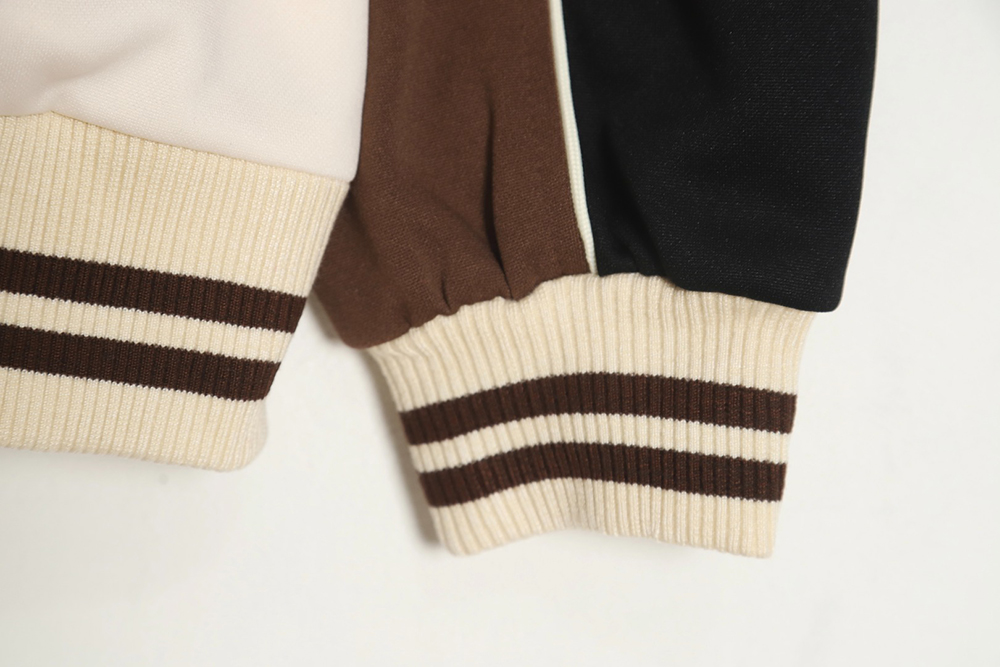 CELINE 23FW chocolate patchwork Arc de Triomphe stand collar baseball jacket
