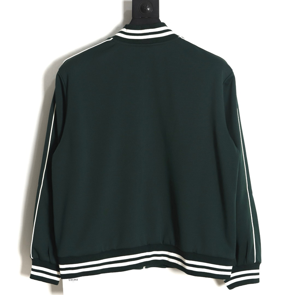 Celine 23FW striped sleeves Arc de Triomphe stand collar baseball jersey