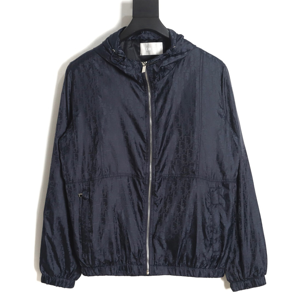 Dior silk allover jacquard zip hooded jacket