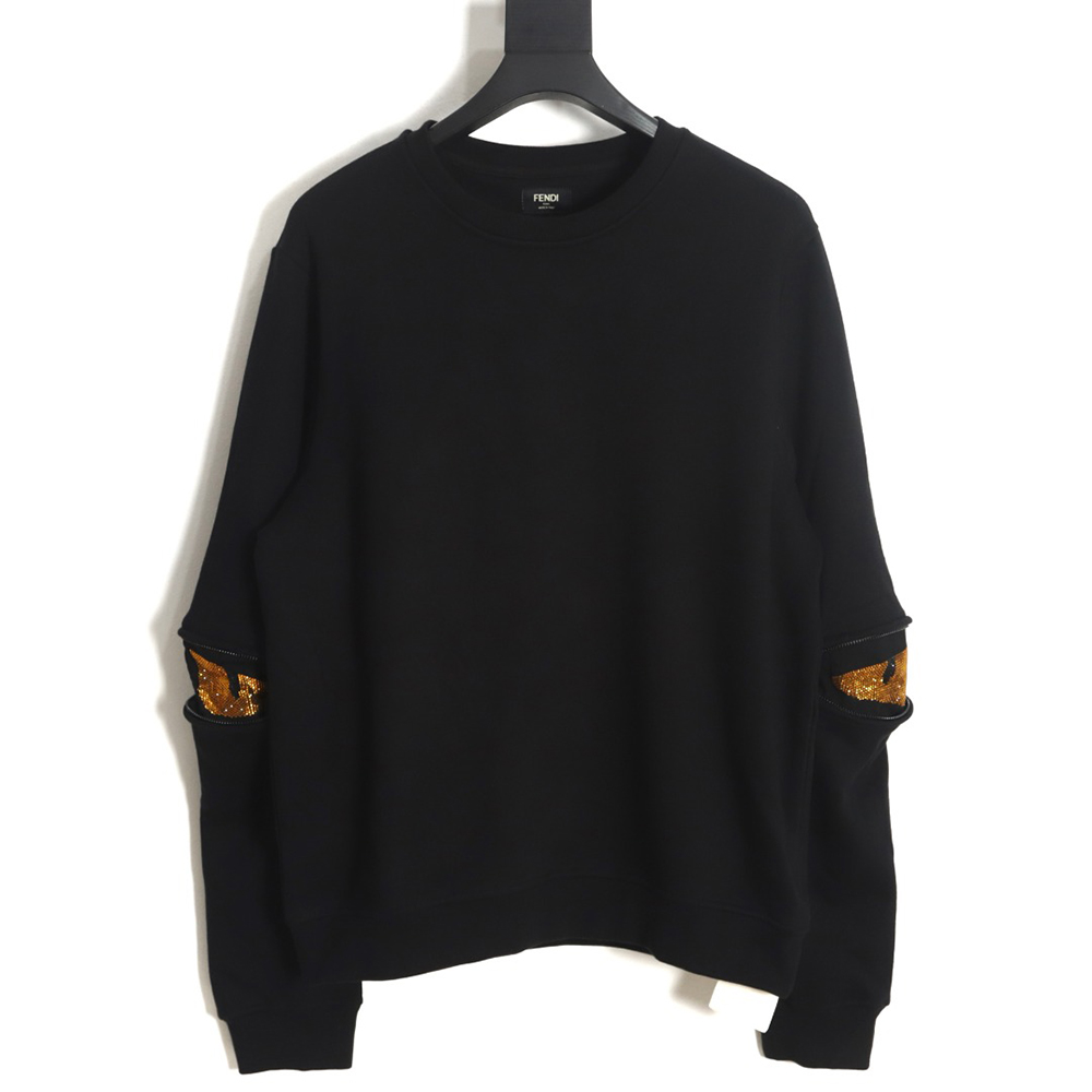Fendi Diamond Sleeve Little Monster Glasses Crew Neck Sweatshirt
