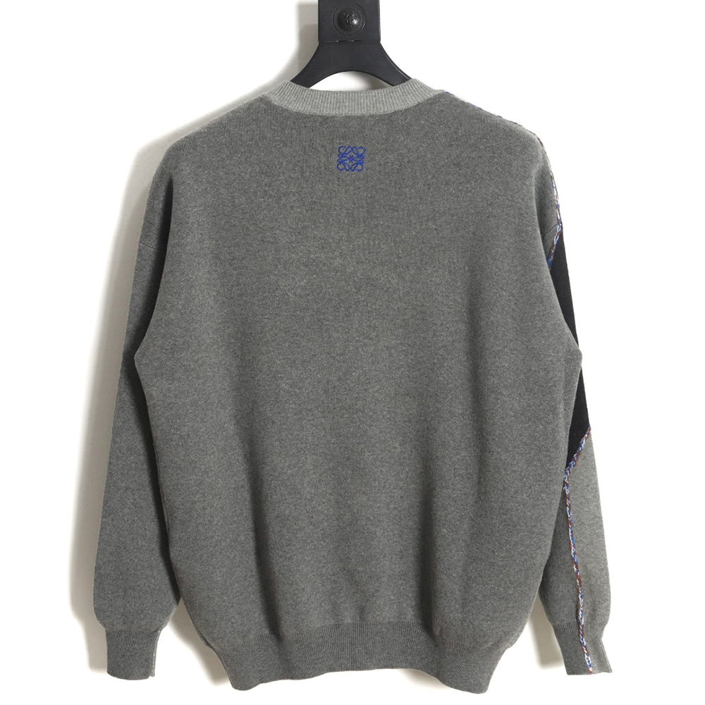 LOEWE 23FW irregular patchwork crew neck sweater