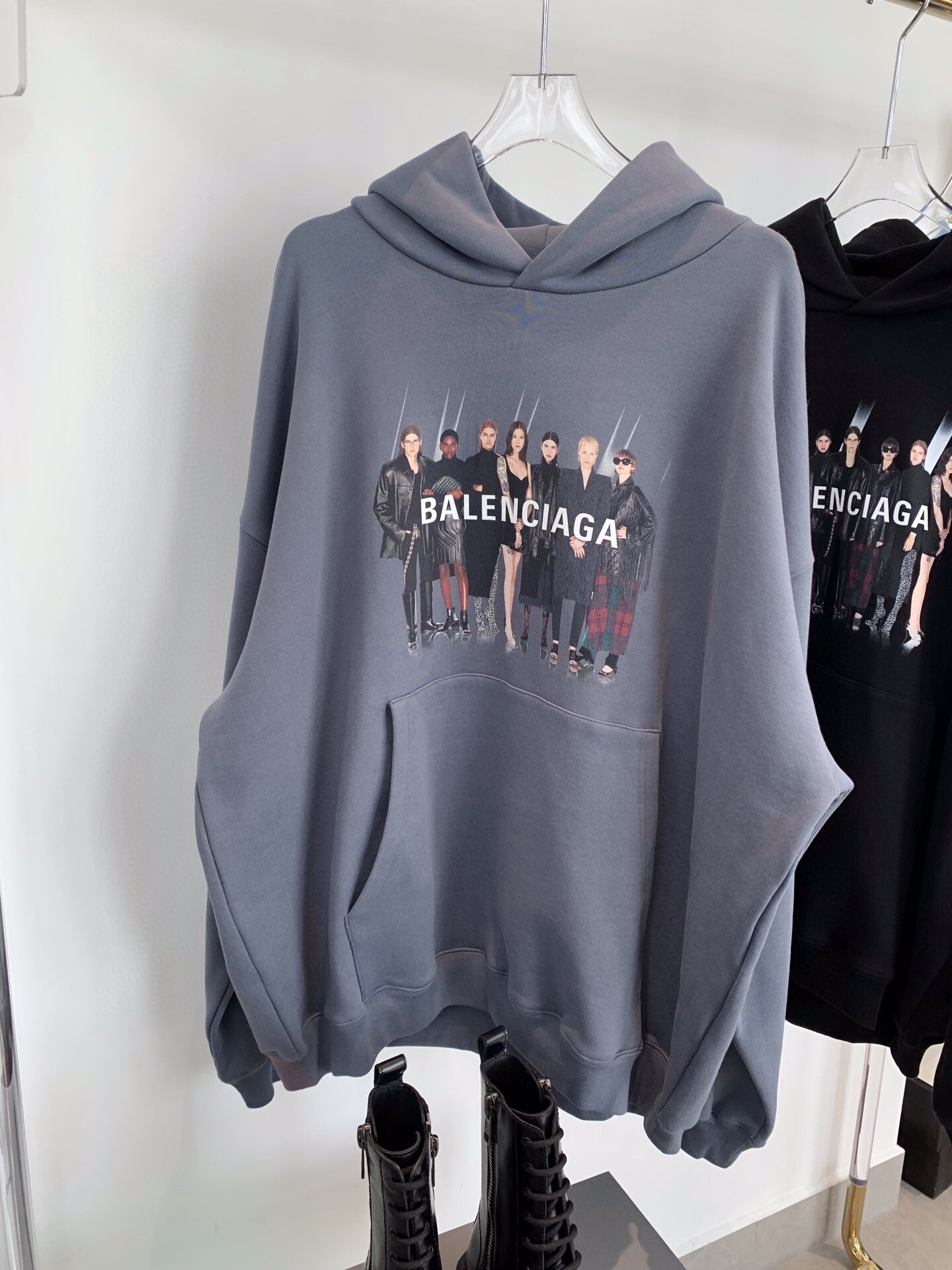 Balenciaga portrait print hooded sweatshirt