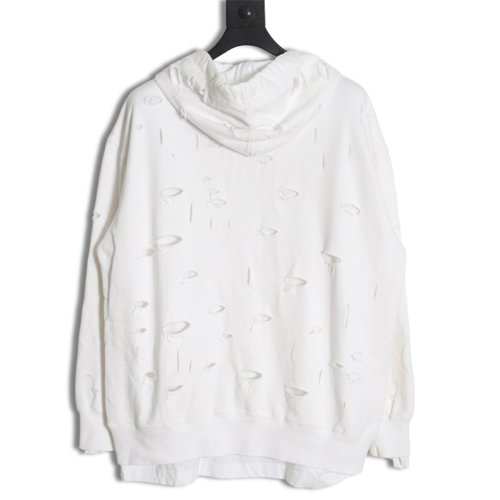 Givenchy 23FW double layer ripped hooded sweatshirt