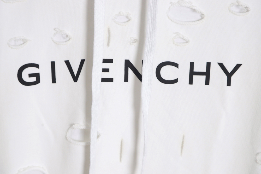 Givenchy 23FW double layer ripped hooded sweatshirt