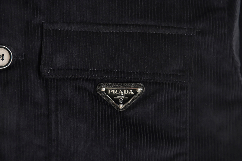 PRADA 23FW pocket corduroy long-sleeved shirt jacket navy blue