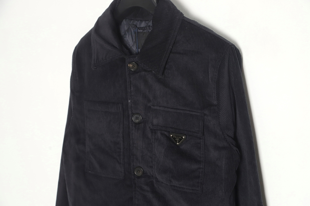 PRADA 23FW pocket corduroy long-sleeved shirt jacket navy blue
