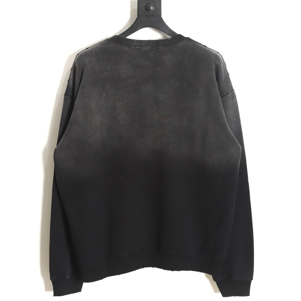 Balenciaga gradient washed destroyed hand-painted cursive lettering crew neck sweatshirt