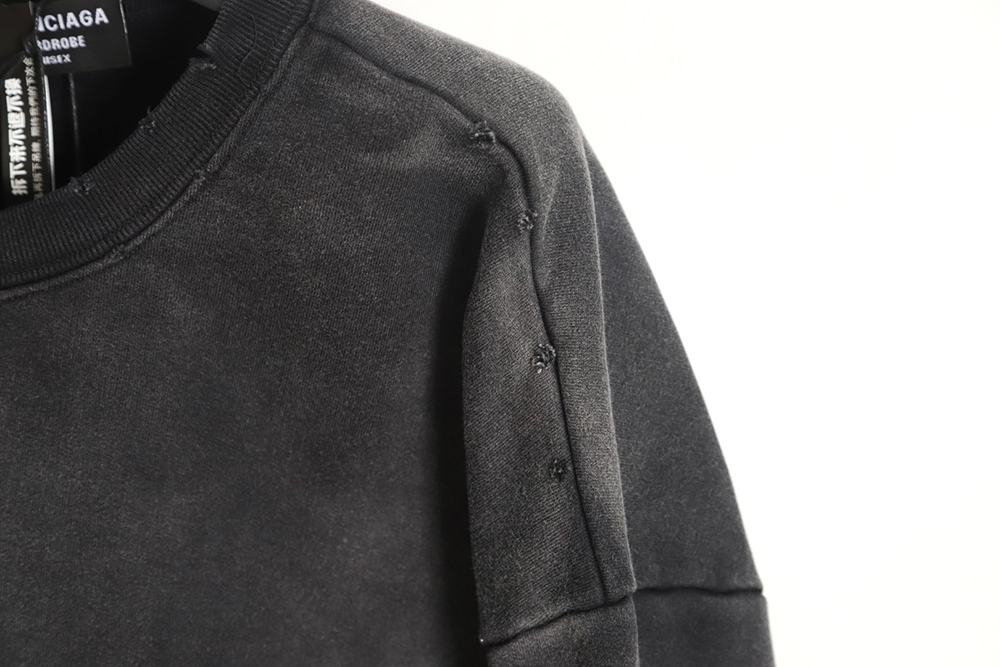 Balenciaga gradient washed destroyed hand-painted cursive lettering crew neck sweatshirt