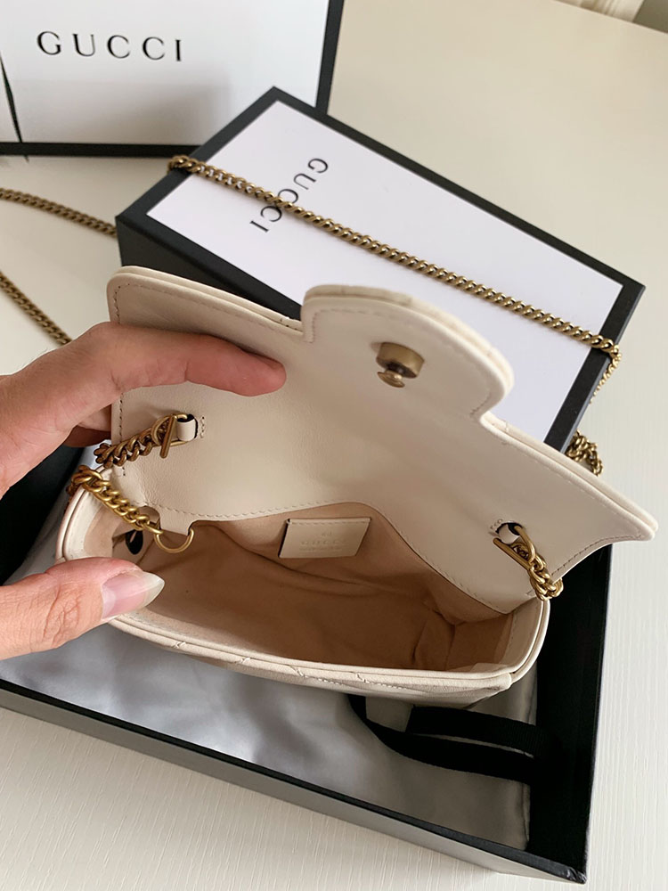 Gucci 476433 GG Marmont Matelasse Super Mini Bag White