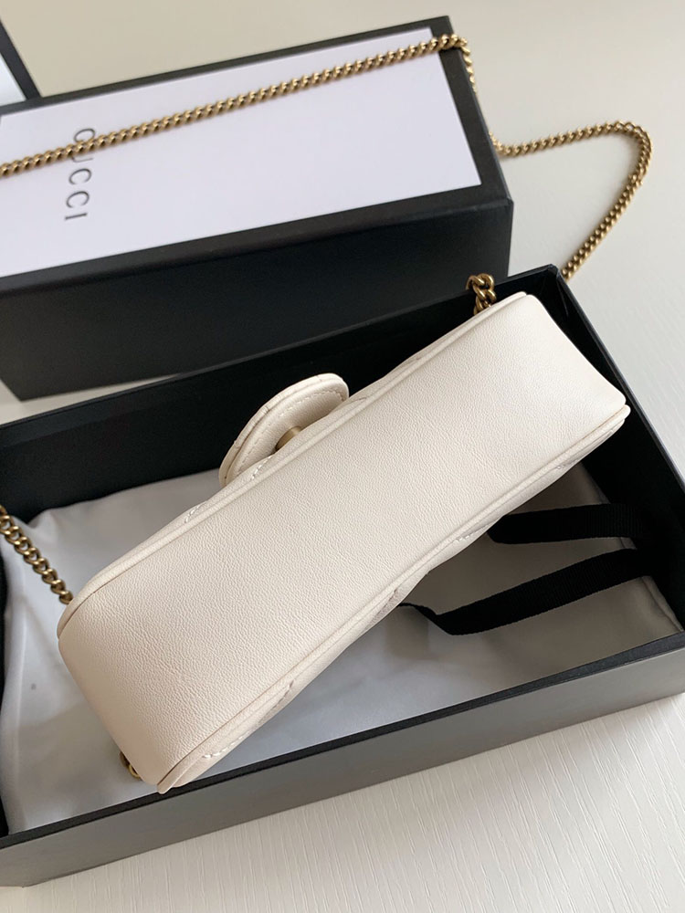 Gucci 476433 GG Marmont Matelasse Super Mini Bag White