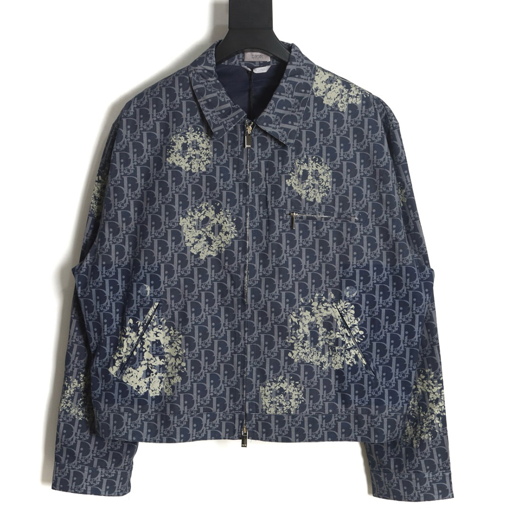 Dior 23ss new full printed old flower zipper jacket