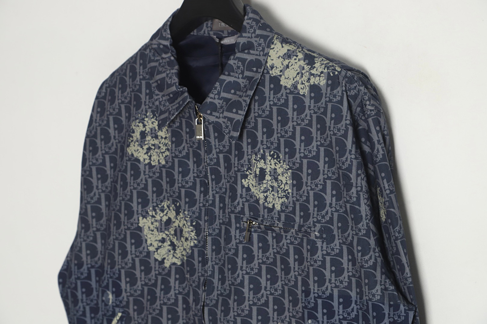 Dior 23ss new full printed old flower zipper jacket