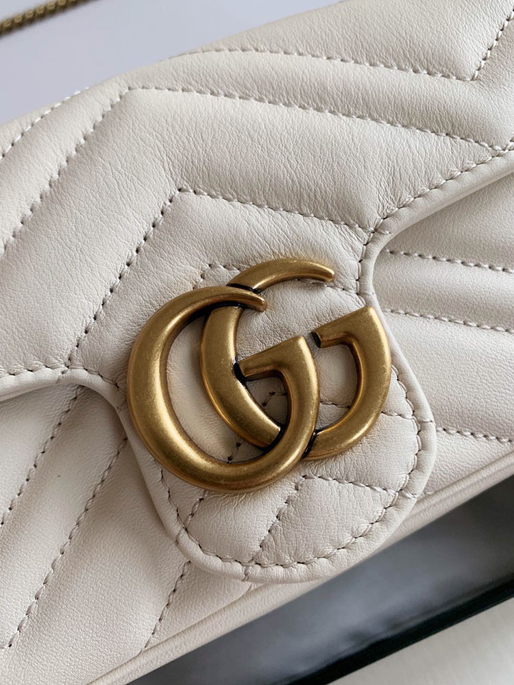 Gucci 476433 GG Marmont Matelasse Super Mini Bag White