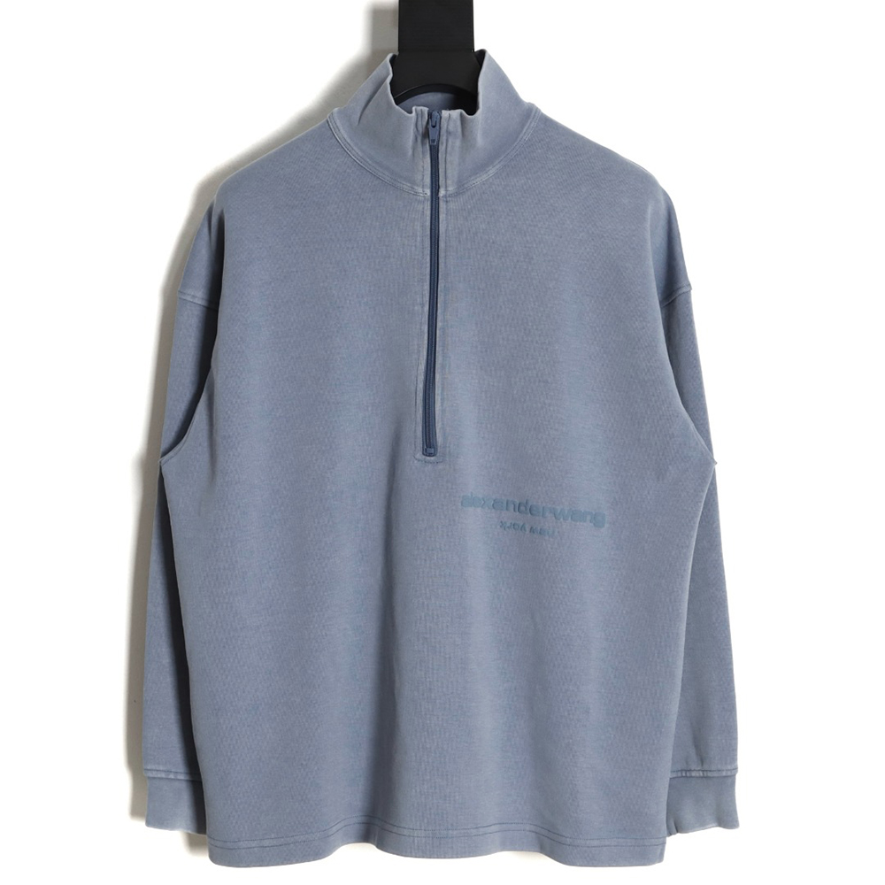 Alexander Wang 23SS foam three-dimensional small letter print half-zip pullover sweatshirt