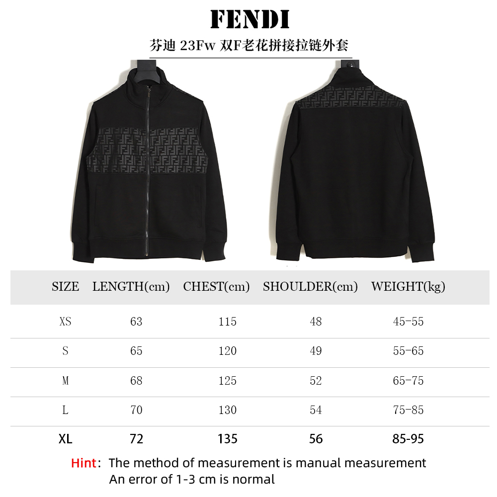 Fendi 23Fw double F presbyopic patchwork zipper jacket