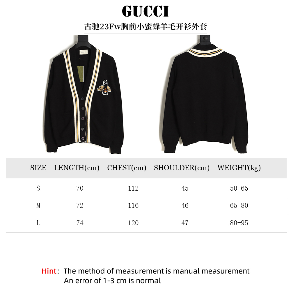 Gucci 23Fw Chest Bee Wool Cardigan Jacket