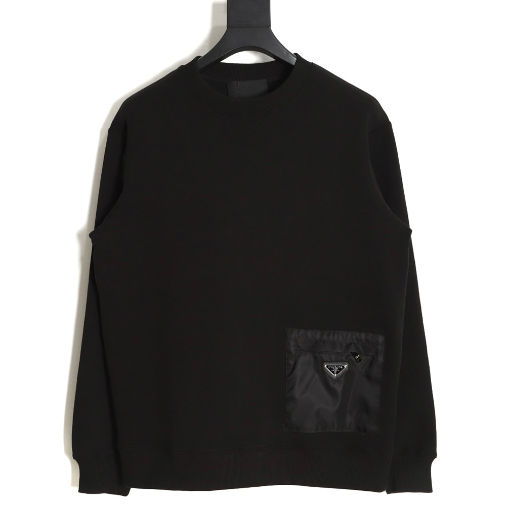Prada 22Fw triangle pocket crew neck sweatshirt