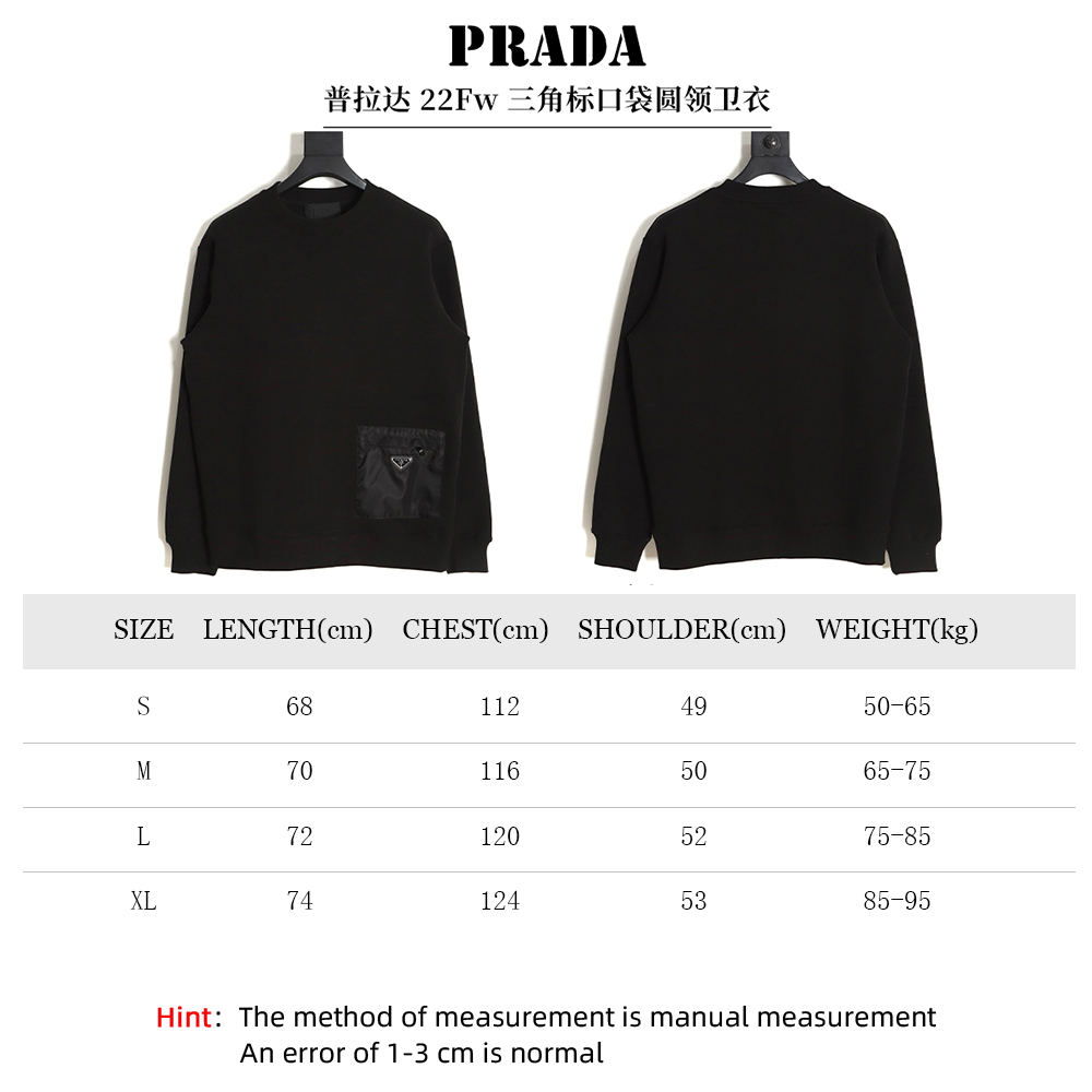 Prada 22Fw triangle pocket crew neck sweatshirt