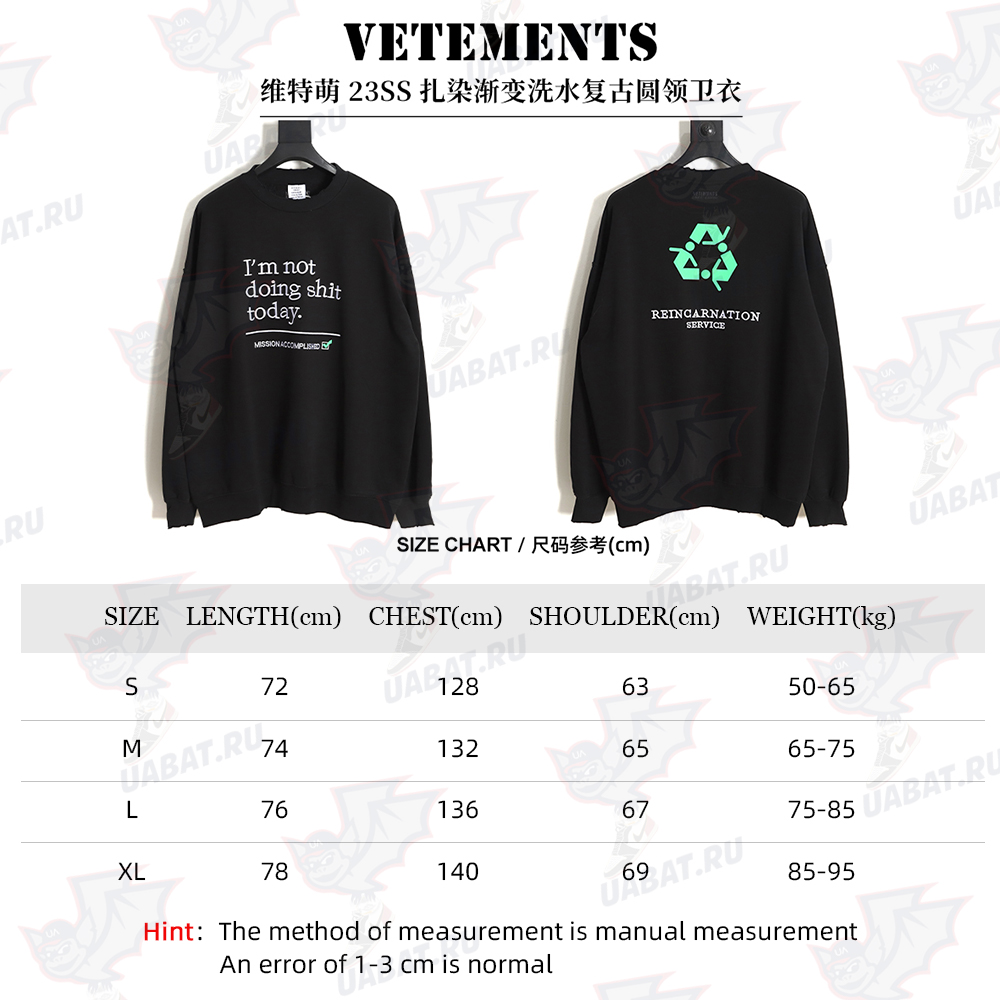 Vetements Weitemeng 23SS Tie-dye gradient wash vintage round neck sweater _CM_1