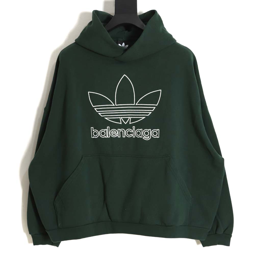 Balenciaga X Adidas Balenciaga co-branded clover embroidered hoodie