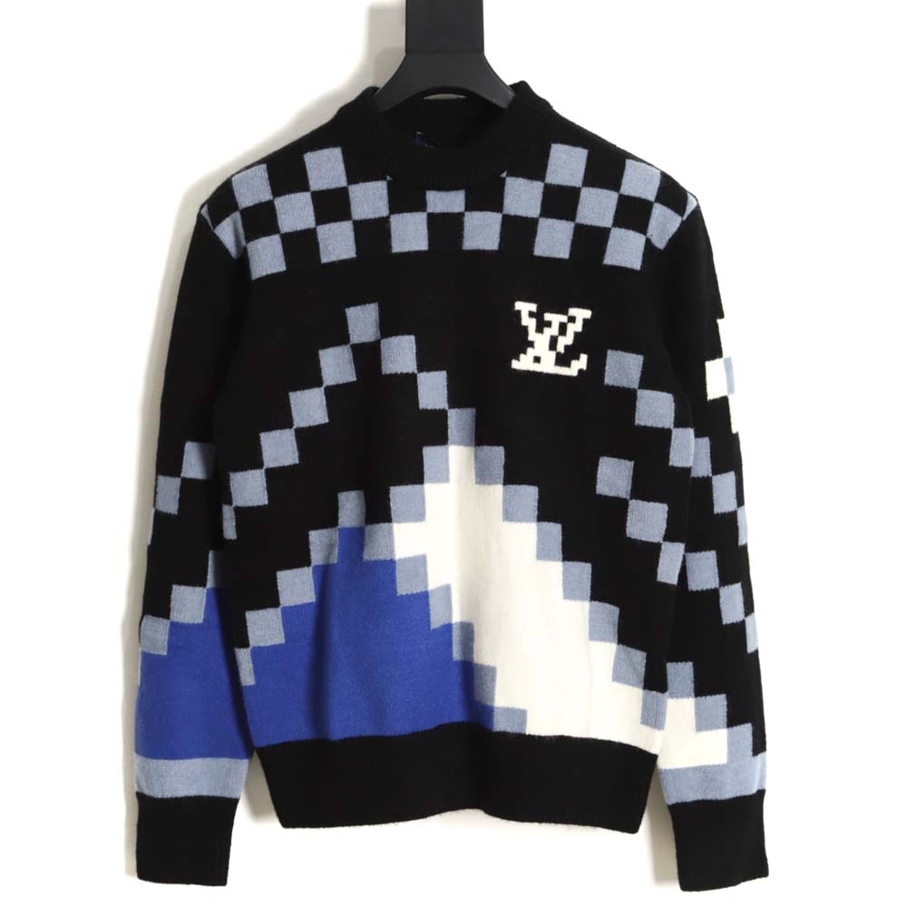 Louis Vuitton LV Louis Vuitton 23FW plaid mosaic crew neck sweater
