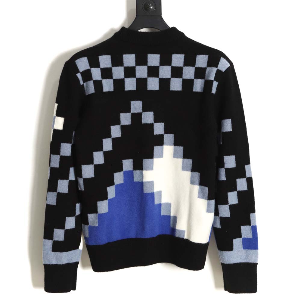 Louis Vuitton LV Louis Vuitton 23FW plaid mosaic crew neck sweater